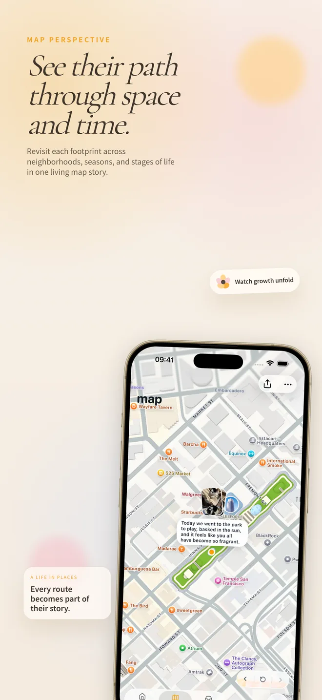 Tonari App Store image showing places in pet memories